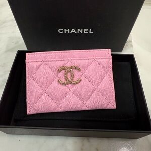 Chanel Pink and Green Card Holder